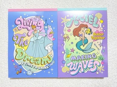 Disney Princess A6 Memo Set Cinderella Ariel Retro Pattern