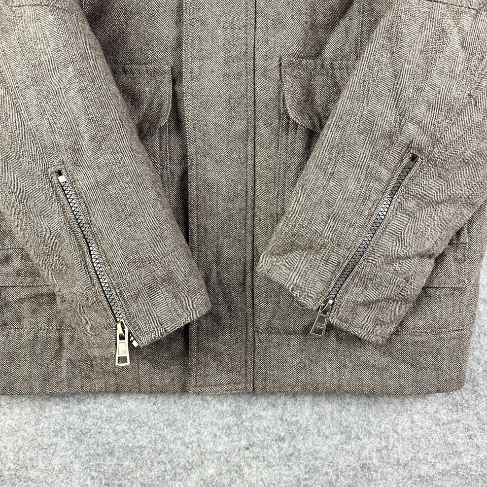 BKE Buckle Rover Coat Mens S Brown Herringbone Wool Blend Athletic Fit Jacket* - Image 4 of 4