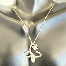 Sterling Silver Cubic Zirconia 925 Butterfly Pendant Chain Necklace
