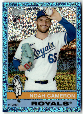2025 Topps Heritage MLB Baseball No. 625 Noah Cameron Rookie Blue Speckle