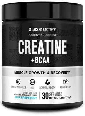 Jacked Factory Creatine + BCAAs - Monohydrate + 30 Servings (+ BCAA) 