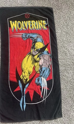 Vintage Marvel Comics X-MEN Mutant Gear Wolverine Graphic Beach Towel Black
