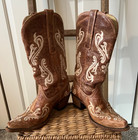 Corral Women's Honey Cortez Boots w/Ivory Embroidered Fleur De Lis R1974 Size 6M — photo 5