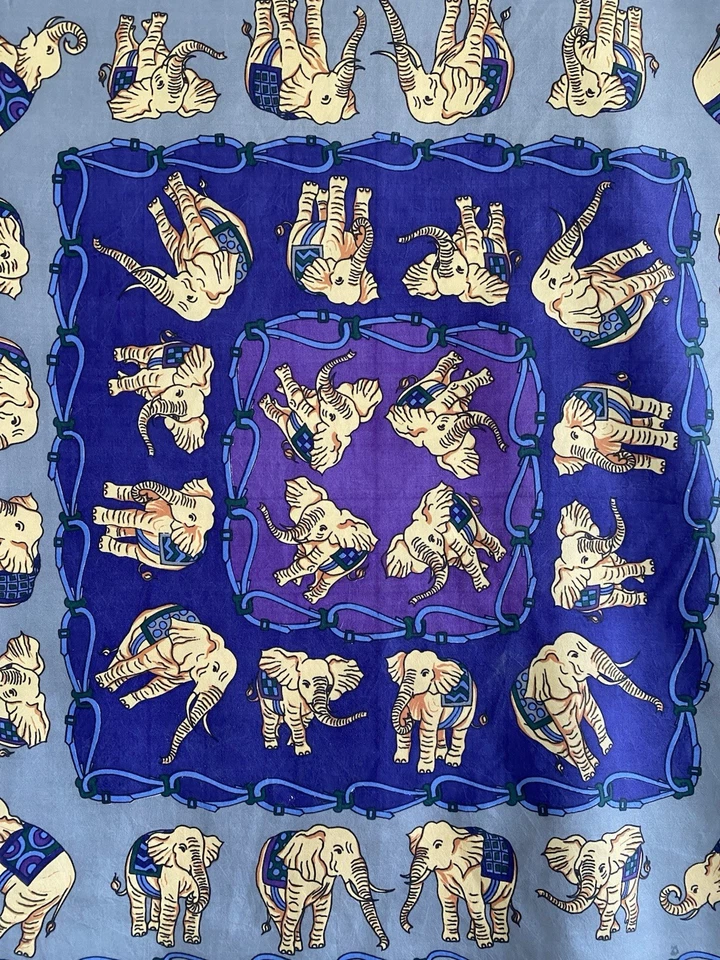 Preciosa bufanda para mujer de seda púrpura sin marca con estampado de elefante 33"/34" Foto 3 de 3