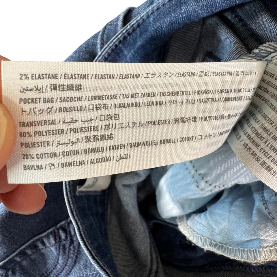 Pantalones de mezclilla HOLLISTER tiro alto acampanados desgastados lavado medio W27 regular 27x30 Foto 4 de 4