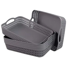 Office Paper Tray 6 PCS Grey A4 Shallow Storage Basket Trays Document Holder