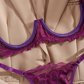 Womens Open Cup Bra Sexy Cupless Exposed Breasts Bra G-string Lace Lingerie Set