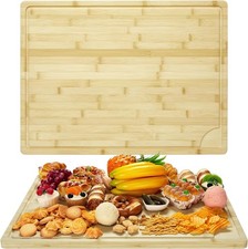 Extra Large Bamboo Cutting Board 24"x18", Chopping Board for Kitchen with Juice
