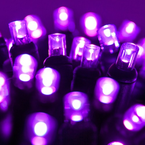70 Orange Purple Green LED Halloween Lights, Black Wire, 24ft Party Porch Lawn - Picture 12 of 31