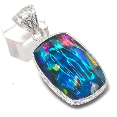 Natural Ammonite Gemstone 925 Sterling Silver Handmade Jewelry