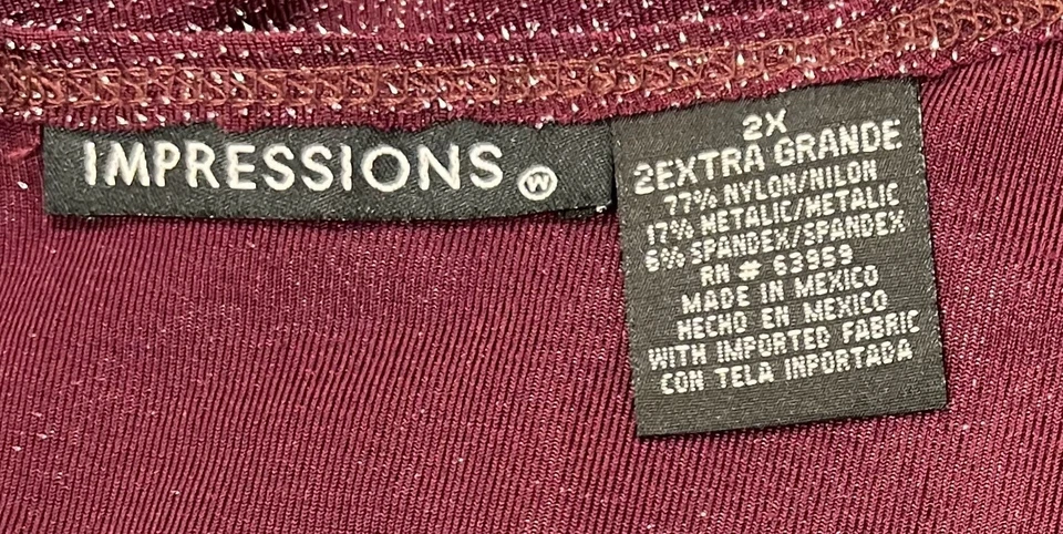 Blusa sin mangas Impressions Top Talla 2X púrpura brillante plateada elástica Foto 3 de 4