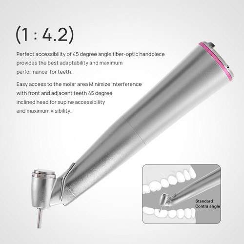 Dental 45° Electric Contra Angle Fiber Optic 1:4.2 Increasing Surgical Handpiece - Picture 8 of 24