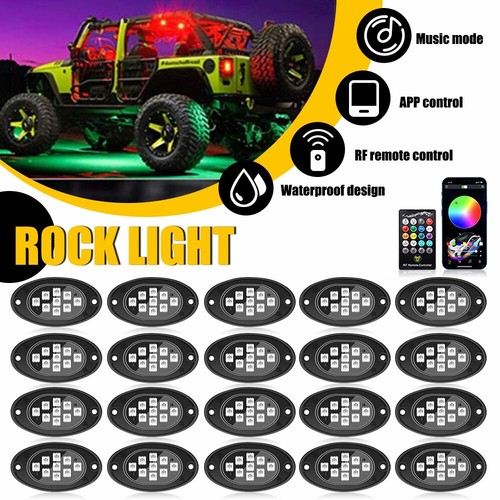 20Pods RGB LED Rock Lights Underbody Neon Light Bluetooth App Remote Control O