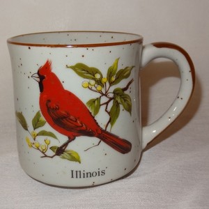 Illinois-Cardinal-State-Bird-Coffee-Mug-10-oz-Cup-Stoneware-Speckled