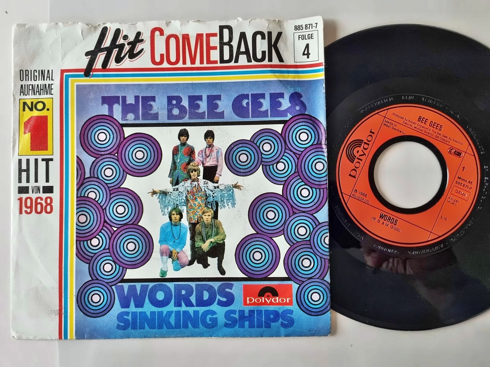 The Bee Gees - Words 7'' Vinyl Germany HIT COMEBACK