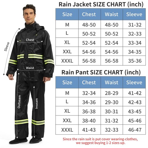 Rain Suits for Men Women Waterproof Breathable Rain Coats with Eye-Catching R... - Picture 6 of 6