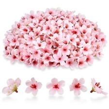 100pcs Pink Cherry Blossom Flowers Artificial Cherry Blossom Heads Silk Mini ...