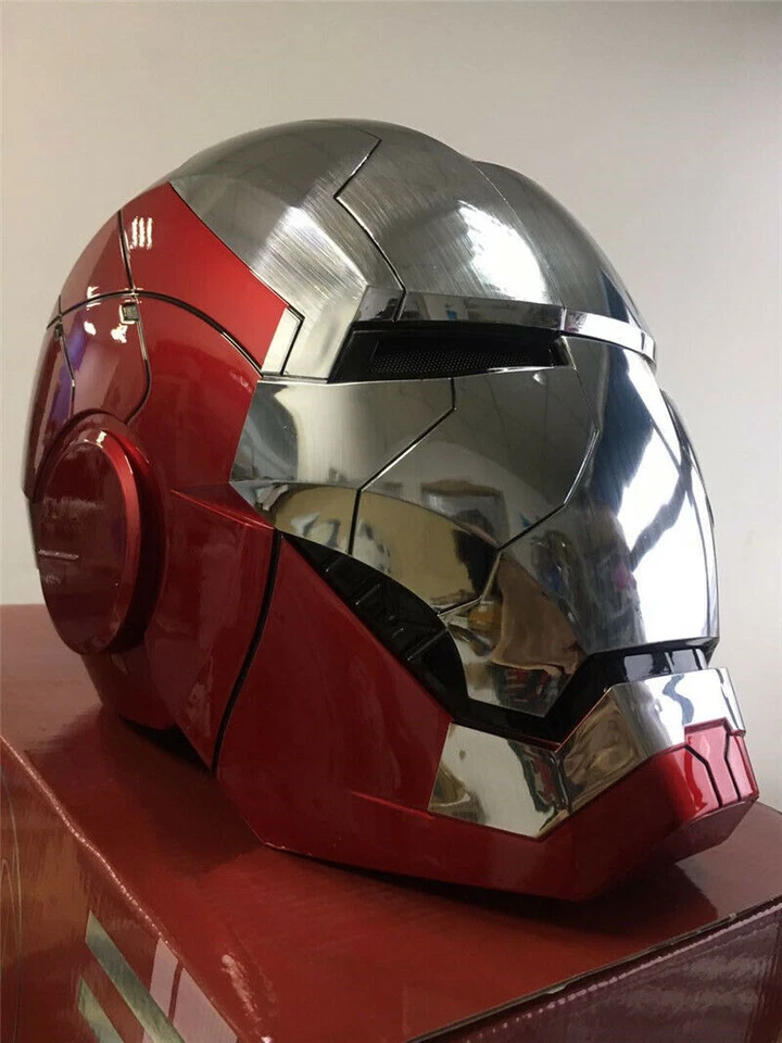 US Iron Man MK5 Helmet Voice-controlled Wearable LED Light Mask 1/1 Silver Mask - Image 4 of 4