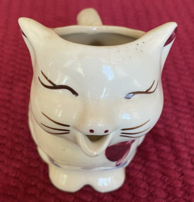 Vintage Puss-N-Boots Cat Creamer USA Farmhouse Milk Pitcher Ht App 5'' Creamers