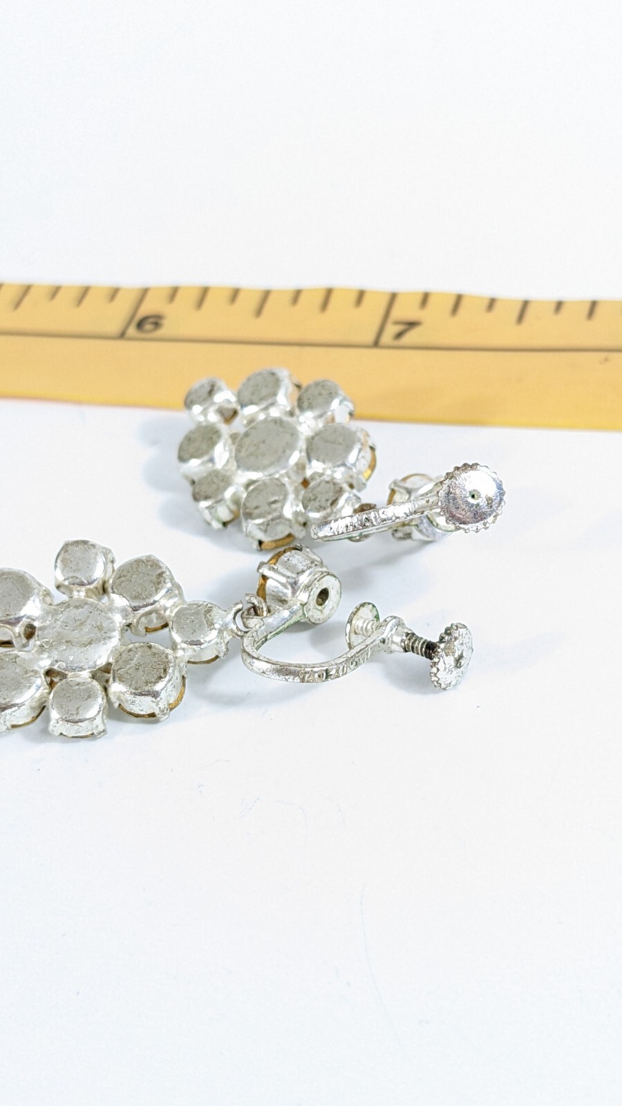 Austrian rhinestone dangle screwback earrings - v… - image 4