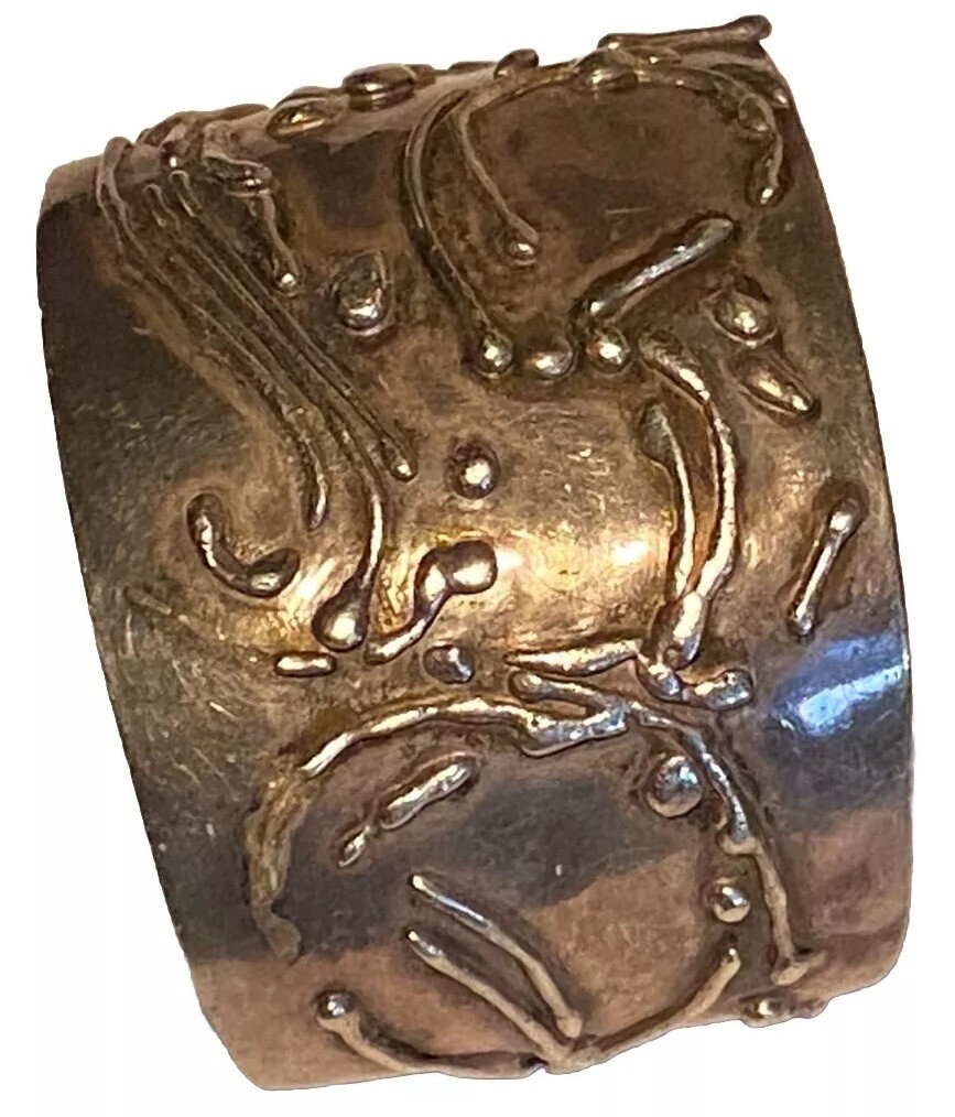 LARGE SILVER STUDIO ARTISAN REPOUSSÉ BRUTALIST MO… - image 12