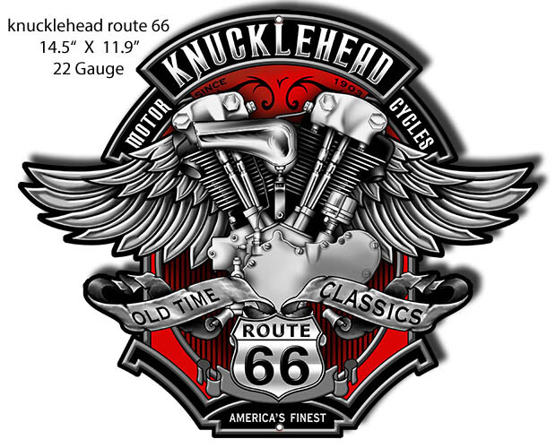 ☆ROUTE66 GARAGE type36 LB Ver Vintage Motorcycle Route 66 Metal Sign - Classic Garage Tin