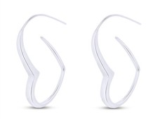 Open Heart Dangle Earring With Back Ear-Wire in 925 Sterling Silver