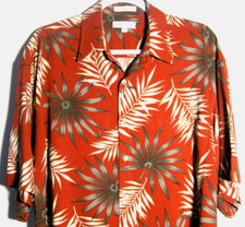 PIERRE CARDIN MEN'S LARGE HAWAIIAN TROPICAL PALM FLORAL SS CAMP SHIRT NICE 