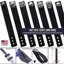 Soft Belt Loops (IWB/OWB) - Black with Unique Snap Closures & Mounting Hardware