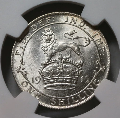 GREAT BRITAIN England UK 1 Shilling 1915 NGC MS 62 UNC Silver George V Lion