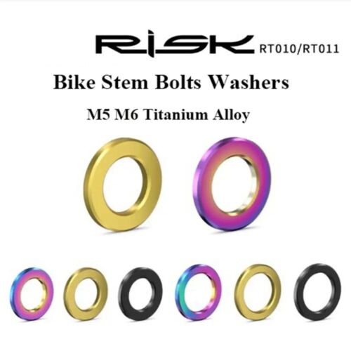 RISK 10pcsM5/M6 Washer Gasket Nut and Bolt Set Titanium Alloy Flat Ring Seal Kit - Picture 1 of 24