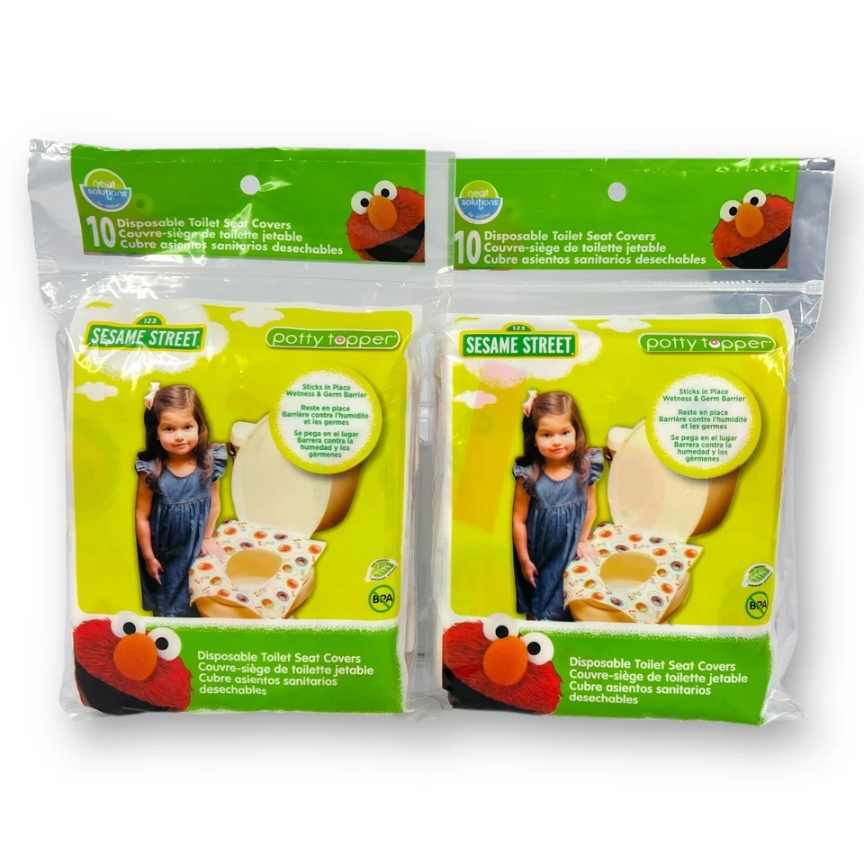 Paquete de 2 fundas de asiento de inodoro público desechables Sesame Street Elmo para niños (20 piezas) Foto 2 de 4