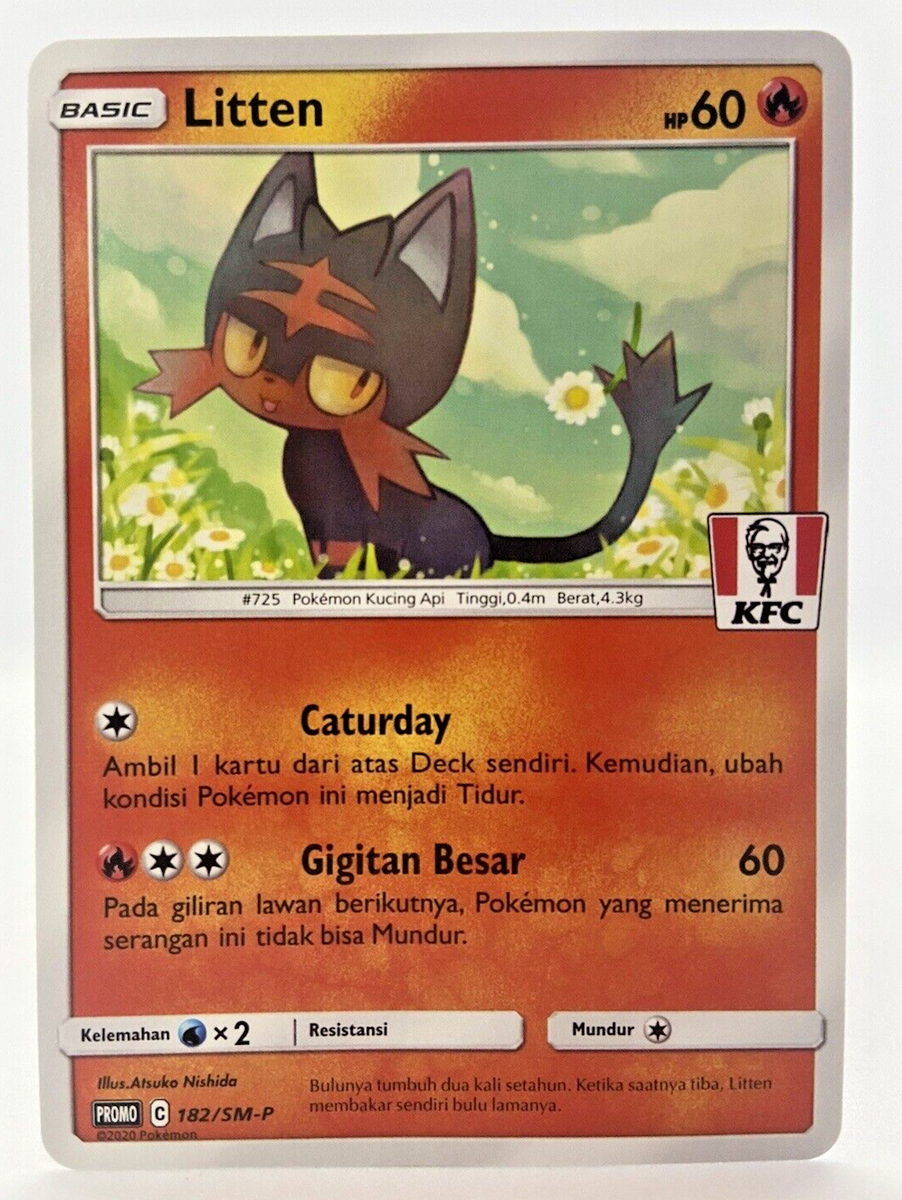 Special Pokemon Card Indonesia Litten Exclusive KFC promo 182/SM-P M/MN