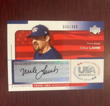 2004 UD Team USA Baseball MIKE LAMB  Certified Autographed Card