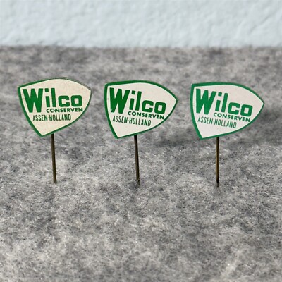 Lot of 3 Wilco Conserven Food Holland Dutch VTG Stick Pin Badge Pins #48997