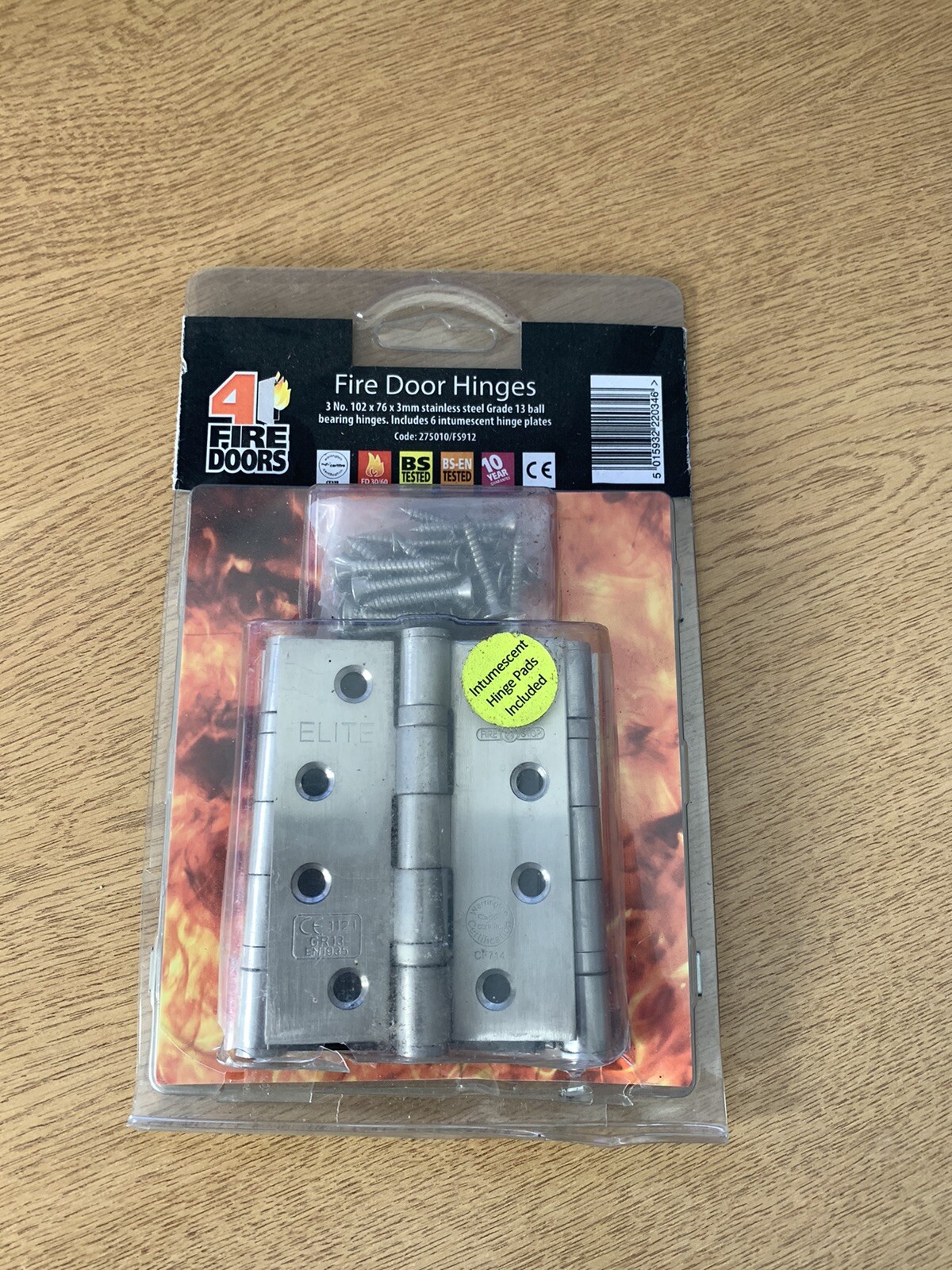 4FireDoors Fire Door Ball Bearing Hinge - Satin Steel 102 X 76 X 3mm Pack of 3