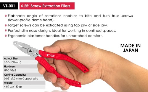 Mini alicates VAMPLIERS S3DC 5 pulgadas, extractor de tornillos 6,25 pulgadas, nariz de 7,5 pulgadas de largo + tapa - Imagen 6 de 13