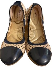 Deflex Comfort Ladies Ballet Flats Flexible Navy Tan Ballet Size 6 Women s