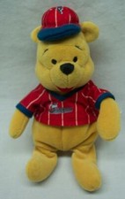 Disney Store WINNIE THE POOH BEAR AS BASEBALL PLAYER 8" Bean Bag STUFFED ANIMAL