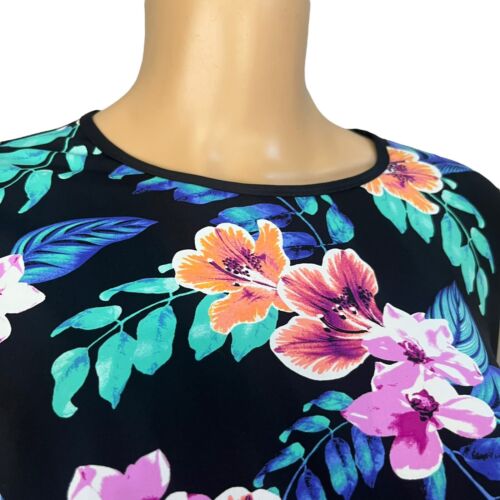 Lands End Damen Rash Guard Schwimmen Top Größe Small langer Torso 6 8 Blumenmuster topisch - Bild 2 von 7