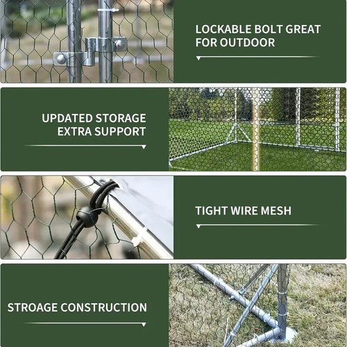 Large Metal Chicken Coop Walk-in Poultry Cage Hen Run House For Outdoor And Yard - Picture 5 of 11