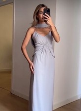 ZARA NWT $139 WOMAN SS24 MULTI-POSITIONAL GEORGETTE DRESS GRAY | 5344/805