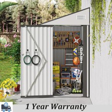 4ft x 8ft Outdoor Metal Storage Shed Lean to Shed with Vent Lockable Door White