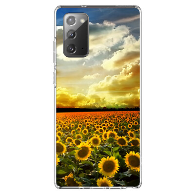 Clear Case for Galaxy Note Green Blue Yellow Sunflowers
