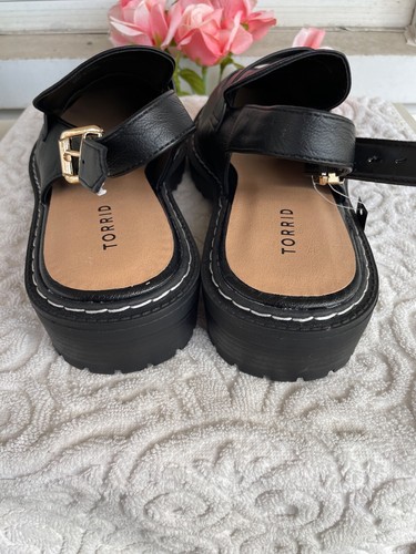 Torrid Slingback Lug Loafer Women's Size 9.5 WW Black Buckle Y2K NWT - Picture 4 of 14
