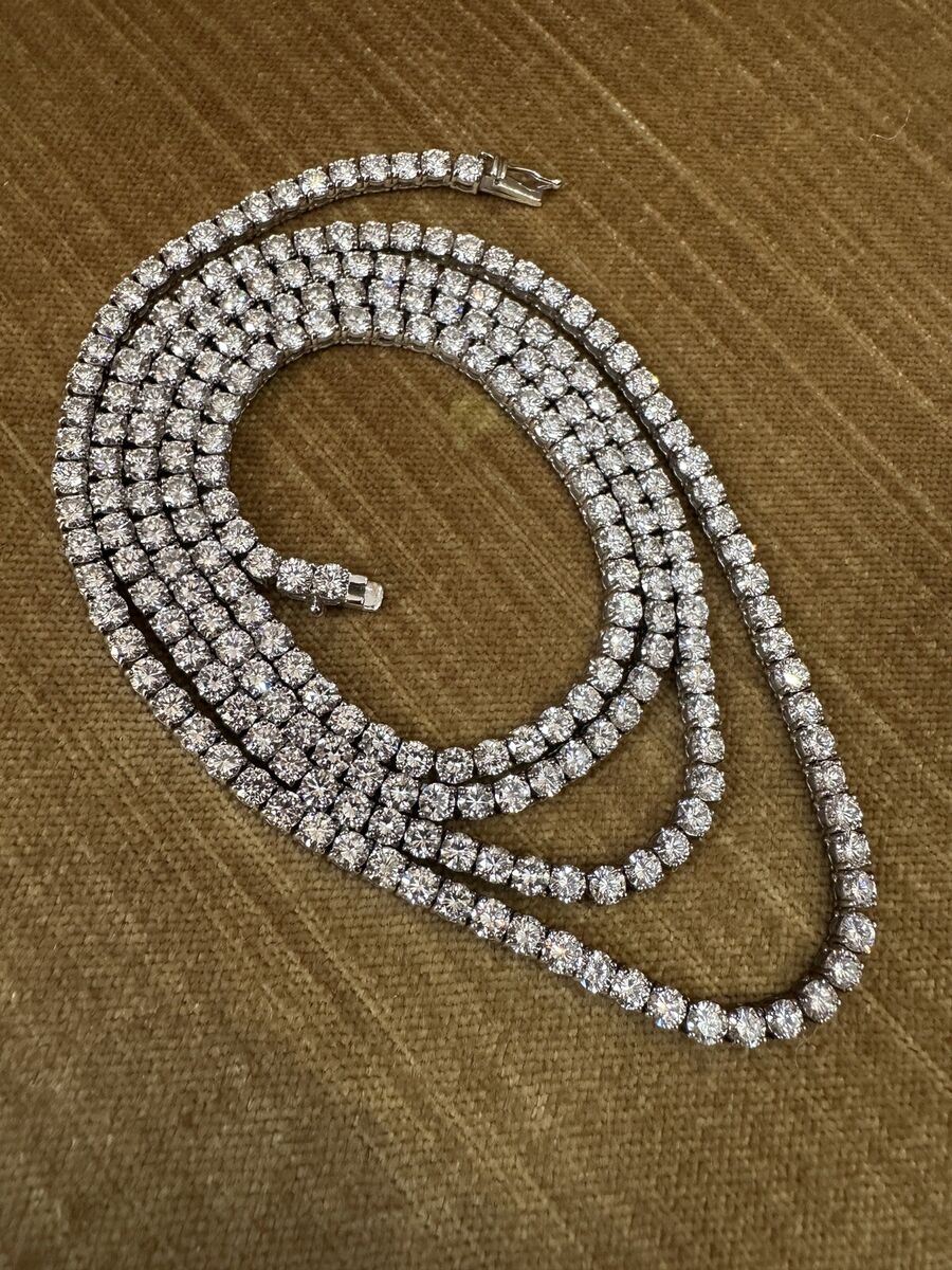 32.96 ct Diamond Long Tennis Necklace in 18k White Gold 31.5 32.96 ct Diamond Long Tennis Necklace in 18k White Gold 31.5