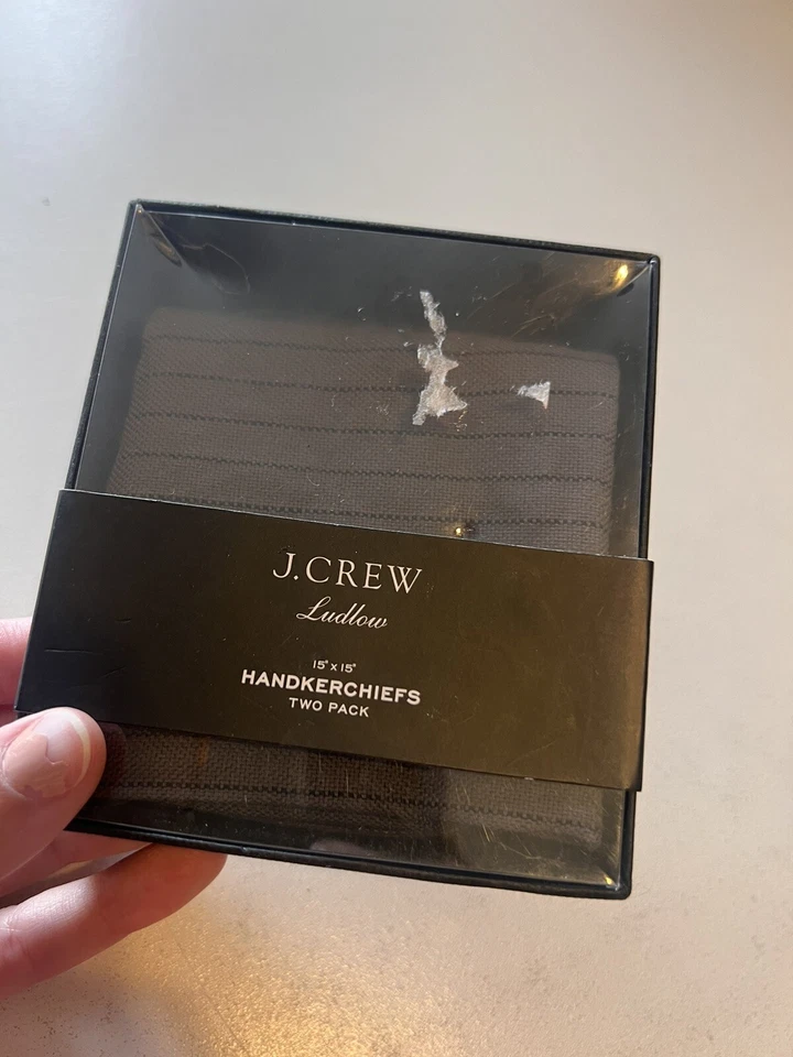 J. CREW Pañuelo Hombre 15 X 15 Gris Bolsillo Cuadrado NUEVO Juego De 2 Foto 2 de 4