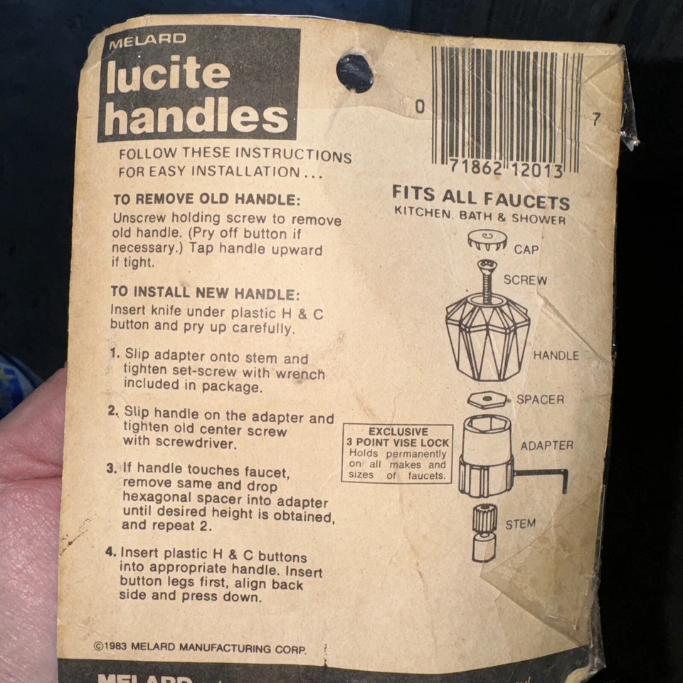 Grifos Merlard Lucite 1986 de colección perillas frías y calientes nuevo stock antiguo paquete abierto Foto 3 de 4