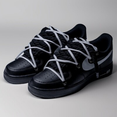 Custom Air Force 1 with Black Rope Laces and White overlaces