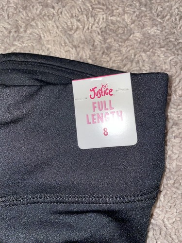 NWT Girl's Size 8 JUSTICE Black Rainbow Glitter Logo Leggings - Picture 7 of 8
